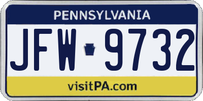 PA license plate JFW9732