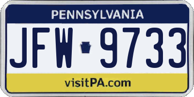 PA license plate JFW9733