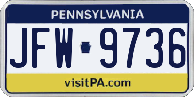 PA license plate JFW9736