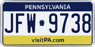 PA license plate JFW9738