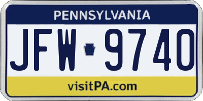 PA license plate JFW9740