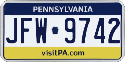 PA license plate JFW9742