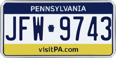 PA license plate JFW9743