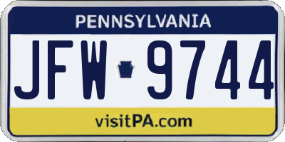 PA license plate JFW9744