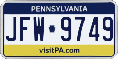 PA license plate JFW9749