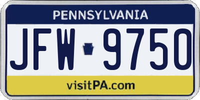 PA license plate JFW9750
