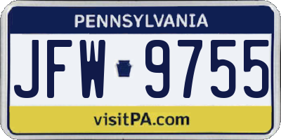 PA license plate JFW9755