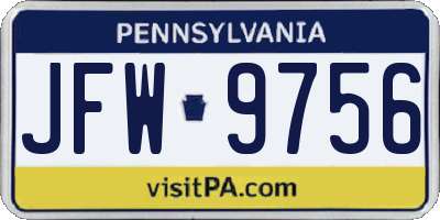 PA license plate JFW9756