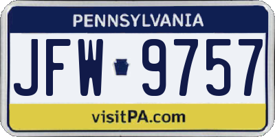 PA license plate JFW9757