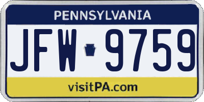 PA license plate JFW9759