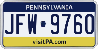 PA license plate JFW9760