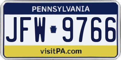 PA license plate JFW9766
