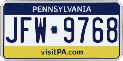 PA license plate JFW9768