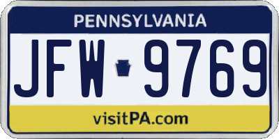 PA license plate JFW9769