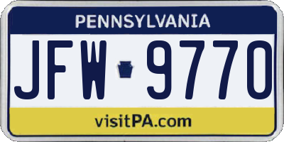 PA license plate JFW9770