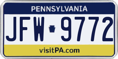 PA license plate JFW9772