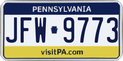 PA license plate JFW9773