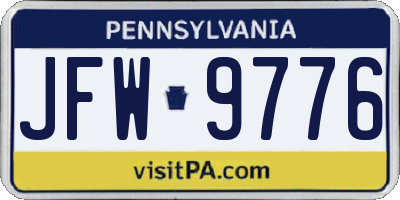 PA license plate JFW9776