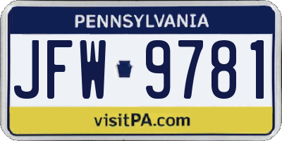 PA license plate JFW9781