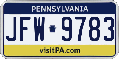 PA license plate JFW9783