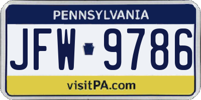 PA license plate JFW9786