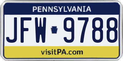 PA license plate JFW9788