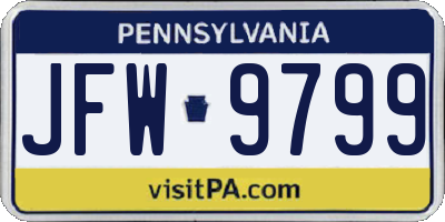 PA license plate JFW9799