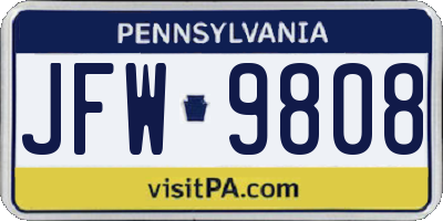 PA license plate JFW9808