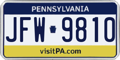 PA license plate JFW9810