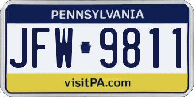 PA license plate JFW9811
