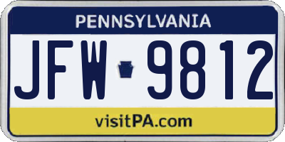 PA license plate JFW9812