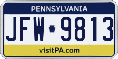 PA license plate JFW9813