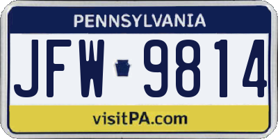 PA license plate JFW9814
