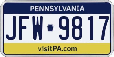 PA license plate JFW9817