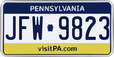 PA license plate JFW9823