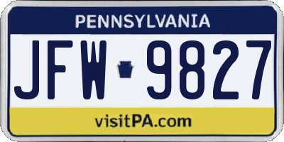 PA license plate JFW9827