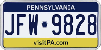 PA license plate JFW9828