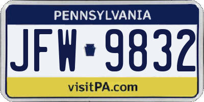 PA license plate JFW9832