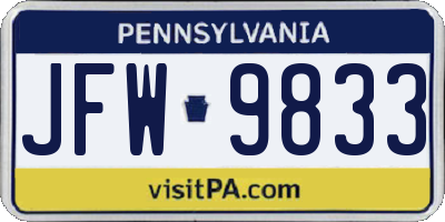 PA license plate JFW9833