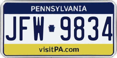 PA license plate JFW9834