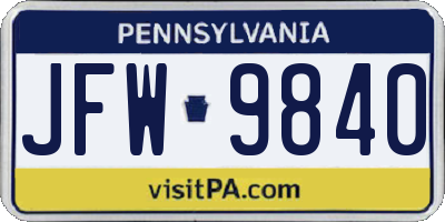 PA license plate JFW9840