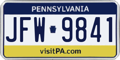 PA license plate JFW9841