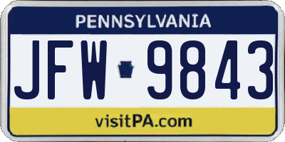PA license plate JFW9843