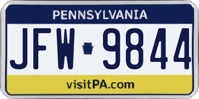 PA license plate JFW9844