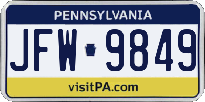 PA license plate JFW9849