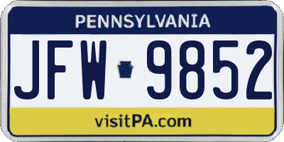 PA license plate JFW9852