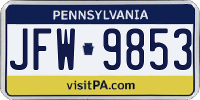 PA license plate JFW9853