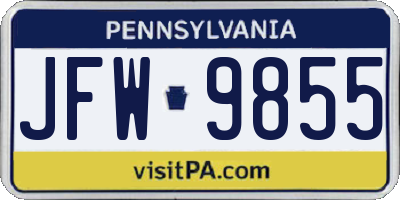 PA license plate JFW9855