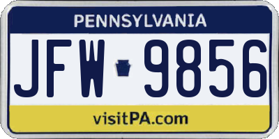 PA license plate JFW9856