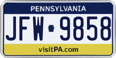 PA license plate JFW9858